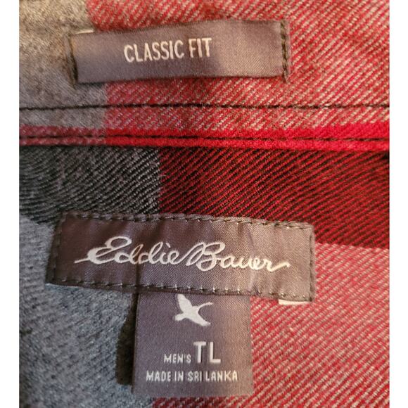 Eddie Bauer Red Plaid Flannel Shirt Men's Tall Large Outdoors Gorpcore Camping - Picture 5 of 10